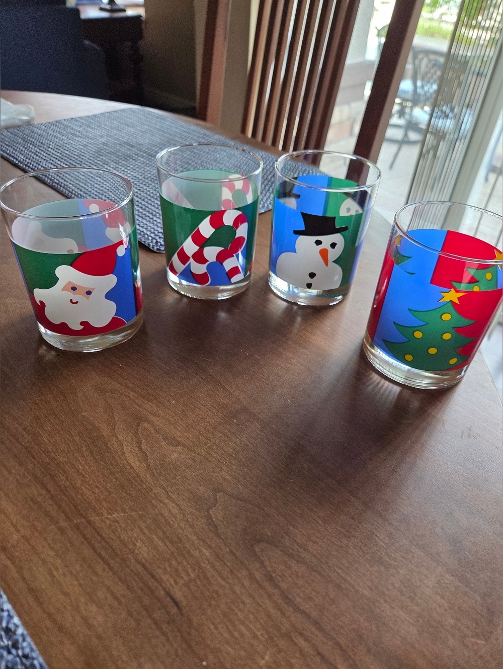 Set Of Four Holiday Lowball 12oz Glasses